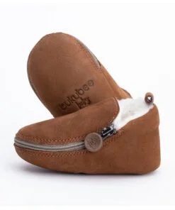 Brown Bear Bootie - Soft Soles with Fur Lining